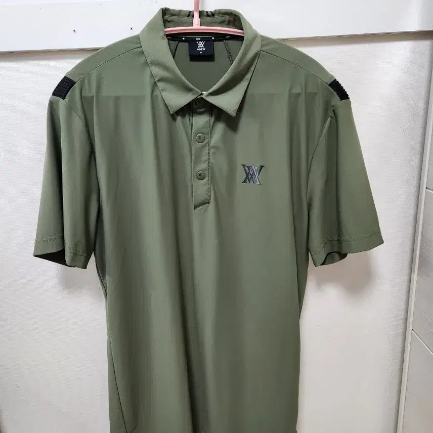 [BUNJANG] Anew Golf Men's Sporty Polo Shirt Khaki Nylon Blend / 어뉴 골프 남성 스포티 폴로 셔츠
