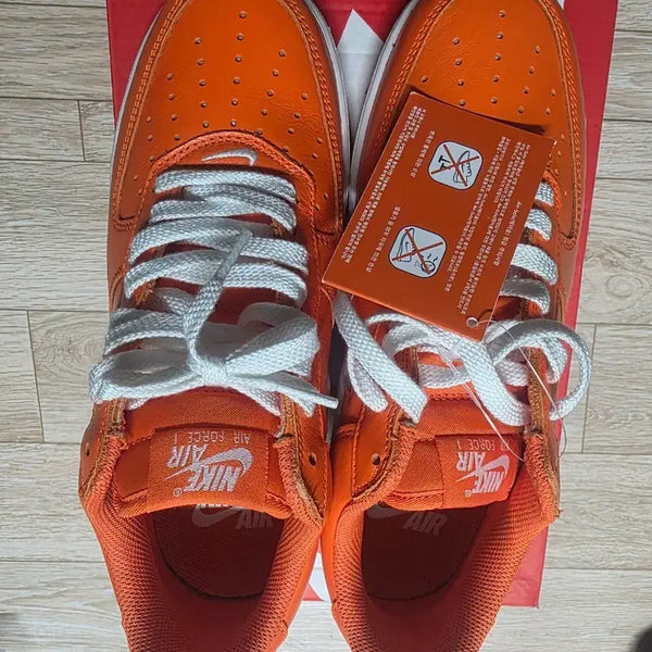[BUNJANG] Nike Air Force 1 Orange (Textured Detail) Sneakers / 나이키 에어포스 1 오렌지 볼록이