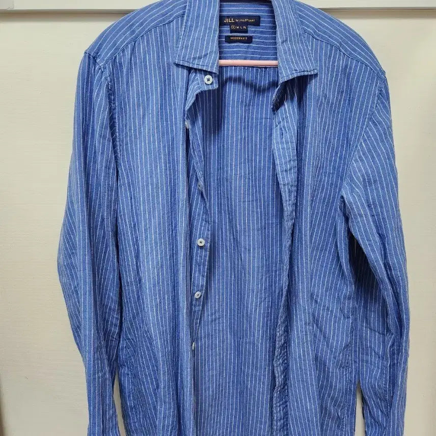 [BUNJANG] JILL by JILLSTUART Striped Long-Sleeve Shirt (Blue & White) / 질 바이 질스튜어트 스트라이프 롱슬리브 셔츠