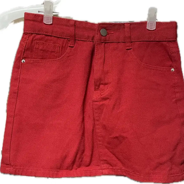 [BUNJANG] Red Denim Mini Skirt / 새상품 레드 데님 스커트