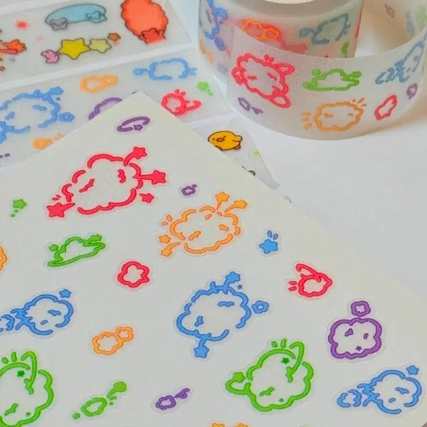 [BUNJANG] Hiyane Byeongbyeong Cloud Kiss Cut Deco Tape / 띵) 히야네 뿅뿅구름 키스컷마테