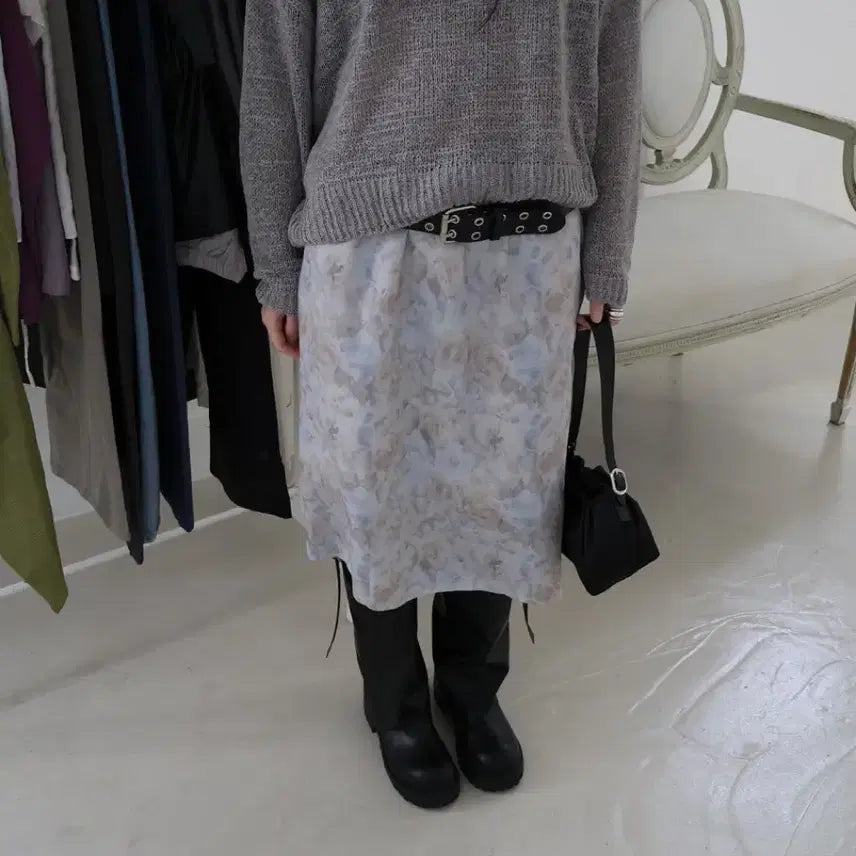 [BUNJANG] Mienne Water Flower Skirt Blue / 미엔느 워터 플라워 스커트 새제품 / 블루
