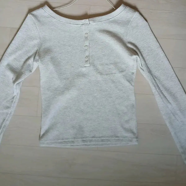 [BUNJANG] Melange Grey Waffle Knit T-Shirt / 멜란지 그레이 와플티