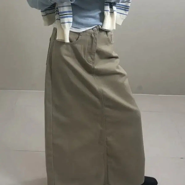 [BUNJANG] Beige Long Skirt (M) / 베이지 롱스커트 M