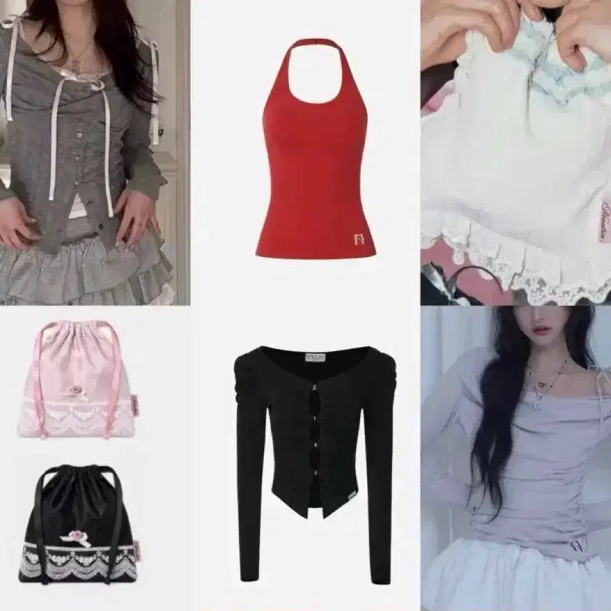 [BUNJANG] Newearlin Top/Pouch Bundle Set / 뉴얼린 탑/파우치 6개일괄 판매해요