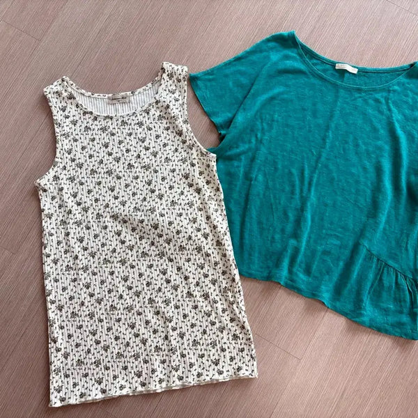 [BUNJANG] Samansamos2 Floral Print Camisole + Studio Clip Linen Top / samansamos2 사만사모스 잔꽃나시+스튜디오클립 린넨 탑