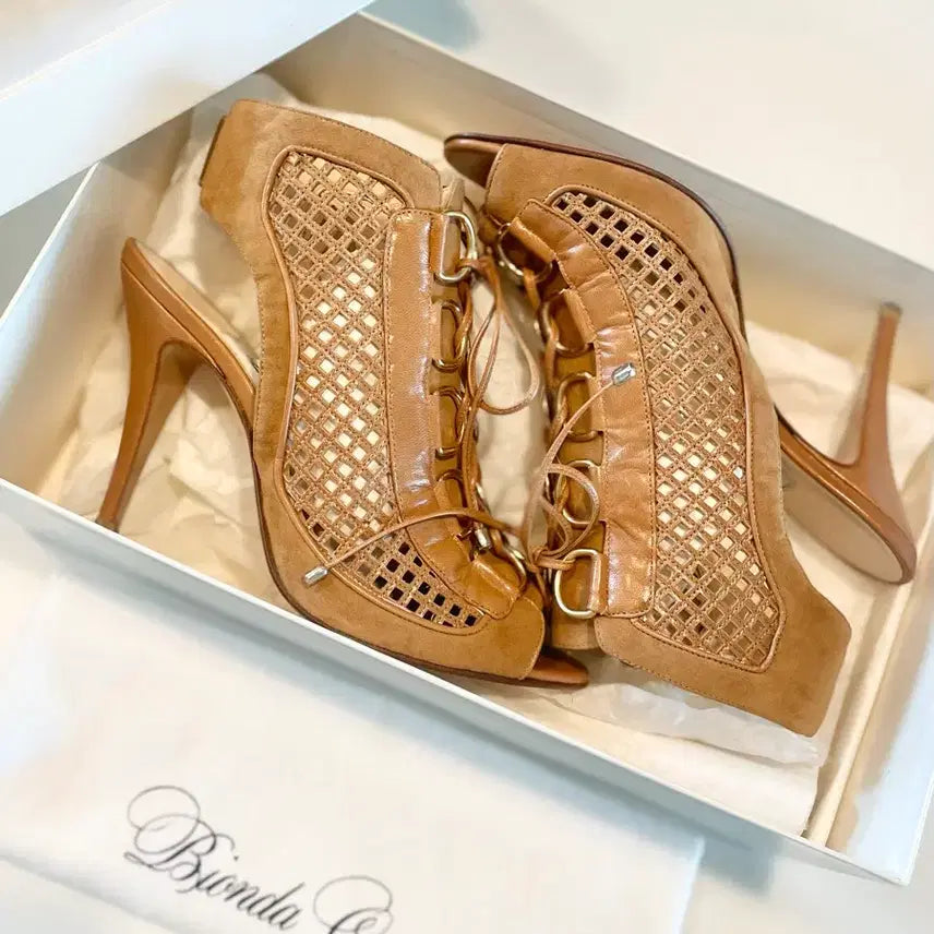 [BUNJANG] Bionda Castana Mesh Leather High Heel Sandals / Bionda Castana 매쉬 레더 하이힐 샌들 36.5 (230정도)