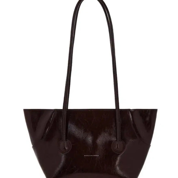 [BUNJANG] Majeurs Wood Boat Shopper Shoulder Bag Medium Dark Brown / 마지셔우드 보트 쇼퍼 숄더백 미디움 다크브라운