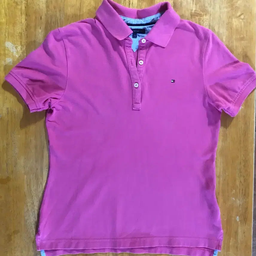 [BUNJANG] Tommy Hilfiger Hot Pink Pique Polo Shirt - Size S / 타미힐피거 핫핑크 카라티 S사이즈