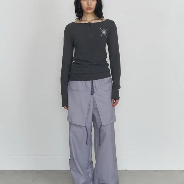 [BUNJANG] Odly Workshop Layered Trousers Grey / 오들리워크샵 odlyworksho Layered Trousers