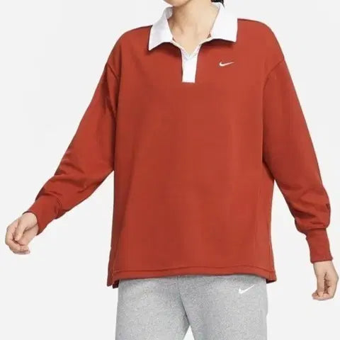 [BUNJANG] Nike Essential Oversized Long Sleeve Polo Shirt / S 나이키 에센셜 오버핏 폴로 PK 긴팔 카라티