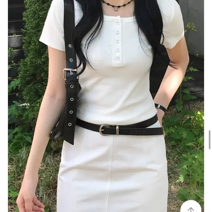 [BUNJANG] Ablley White Short Sleeve T-shirt / 에이블리 반팔티
