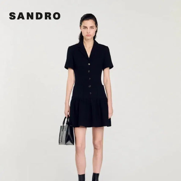 [BUNJANG] Sandro Black Tweed Dress Size 36 / 산드로 블랙 트위드 원피스 36