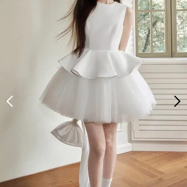 [BUNJANG] White Flare Mini Dress / 셀프웨딩 화이트 플레어 드레스