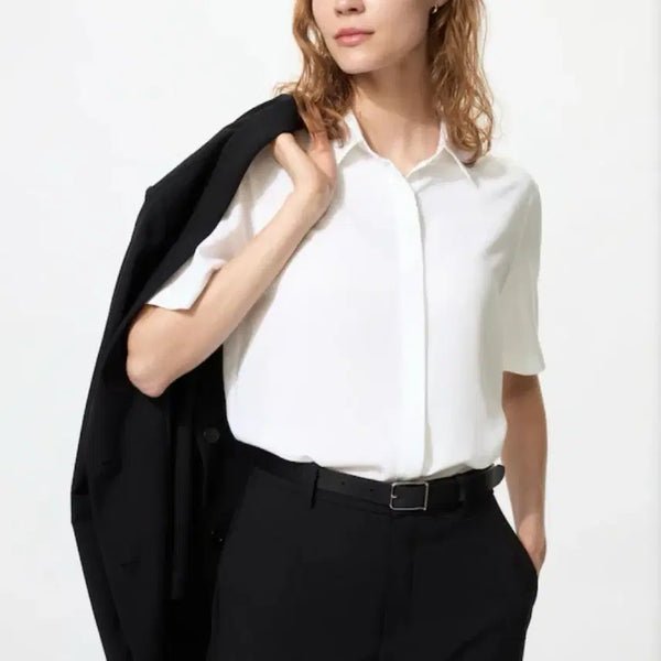 [BUNJANG] Uniqlo Summer Suit Set - Rayon Blouse (L) & Smart Wide Pants (S) / 유니클로 여름 정장 셋업