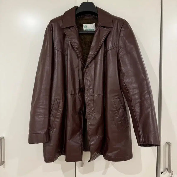 [BUNJANG] Vintage Real Leather Coat / 일본 빈티지 가죽 코트(레더 코트)