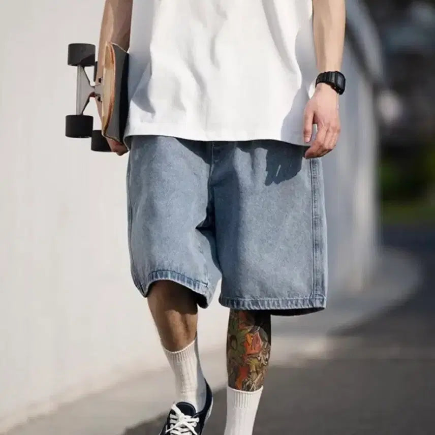 [BUNJANG] Bermuda Denim Bending Pants / 버뮤다 데님 밴딩팬츠