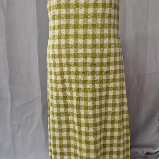 [BUNJANG] Checkered Sleeveless Long Dress L / 체크무늬 민소매 원피스 롱 드레스 L
