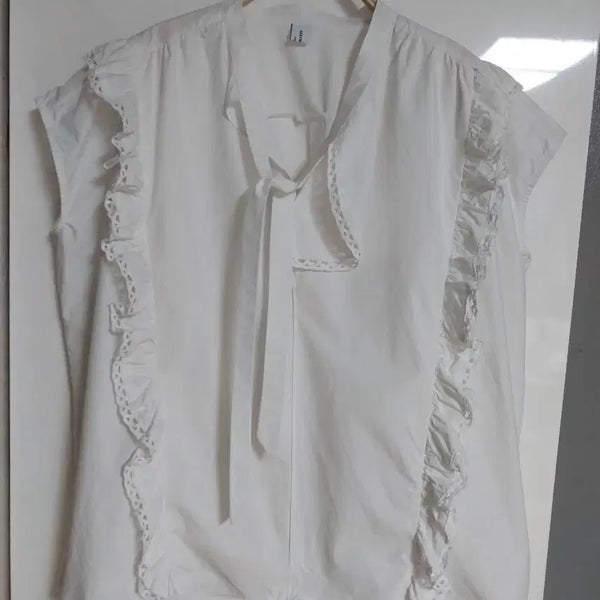 [BUNJANG] Lace Frill Blouse - White / 레이스 프릴 블라우스 화이트