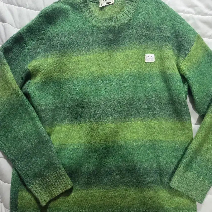 [BUNJANG] Acne Studios Green Stripe Knit Sweater / 아크네 스튜디오 니트 그린 스트라이프