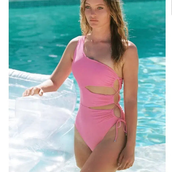 [BUNJANG] DAZE DAYZ One Shoulder Pink One-Piece Swimsuit M / 데이즈데이즈 원숄더 핑크 원피스 수영복 M