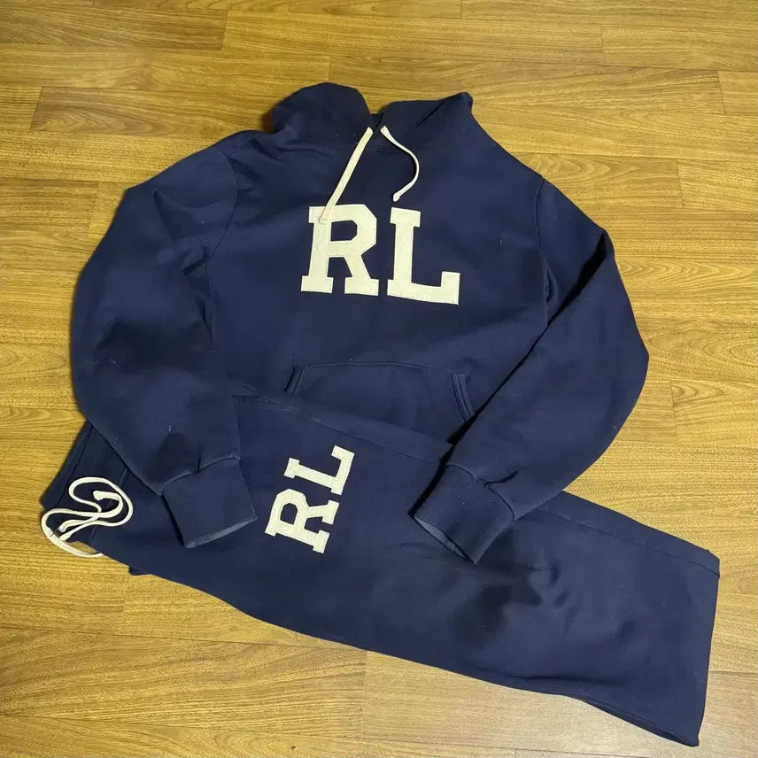 [BUNJANG] Polo Ralph Lauren Monogram Fleece Hoodie & Sweatpants Set - Navy / 폴로 레터맨 모노그램 플리스 후디 스웨트팬츠 M 미공홈백화점상품