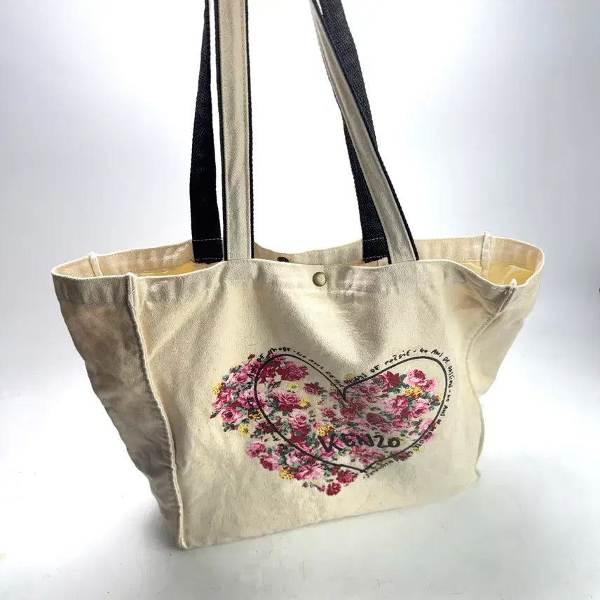 [BUNJANG] Kenzo Heart Flower Canvas Bag / 겐조 하트 플라워 캔버스백