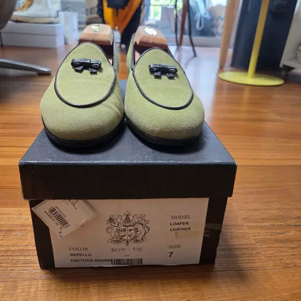 [BUNJANG] Bow Tie Loafers Khaki/Brown Size 7 / 보우타이 로퍼 카키/브라운 사이즈 7