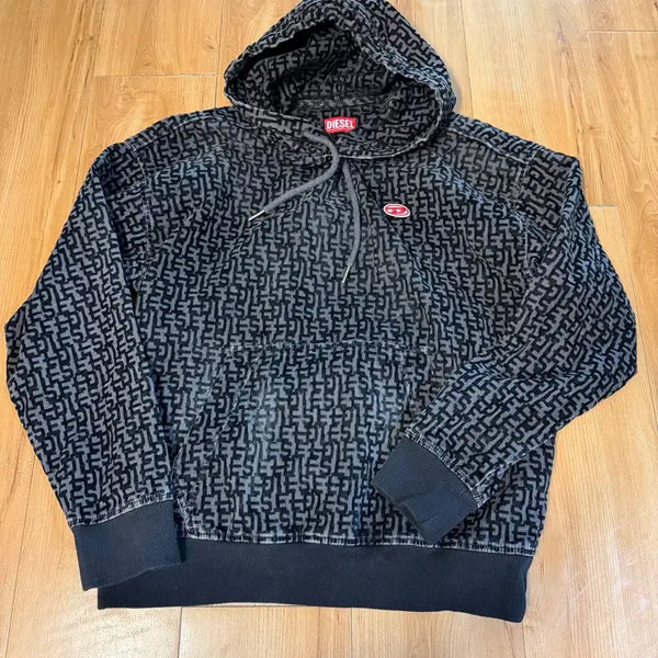 [BUNJANG] Diesel Indigo Logo Pattern Hoodie / 디젤 인디고 후드 정품
