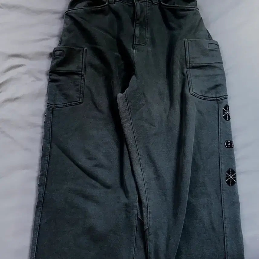 [BUNJANG] Politeru Side Cargo Sweatpants Washed Green / [2]폴리테루 사이드카고 스웻팬츠 워시드그린