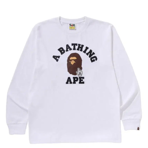 [BUNJANG] BAPE Go Ape Pointer College Long Sleeve Online Exclusive White / 베이프 고 에이프 포인터 컬리지 롱슬리브 온라인 익스클루시브