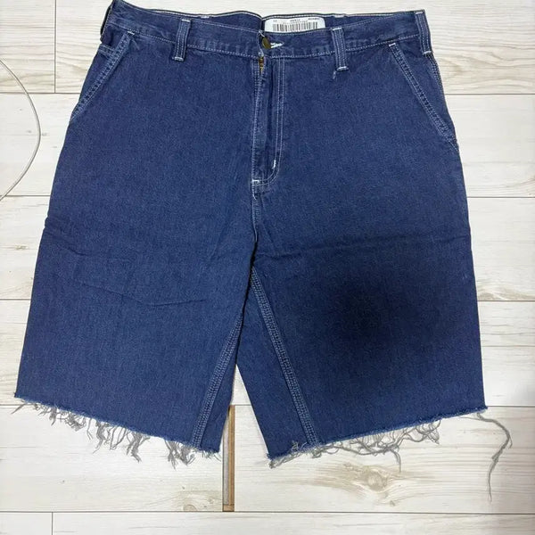 [BUNJANG] Carhartt Carpenter Cut-Off Denim Shorts Leather Tag / 칼하트 카펜터 컷오프 데님 쇼츠 가죽탭