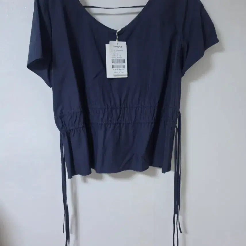 [BUNJANG] KUHO Plus Shirring Waist Blouse (Navy) / (새상품) 구호 플러스 웨이스트 셔링 블라우스 (네이비)