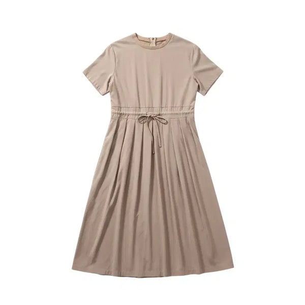 [BUNJANG] Women's Beige String Short Sleeve Long Dress / 여성F/ 베이지 스트링 반팔 롱원피스 상세확인0-82