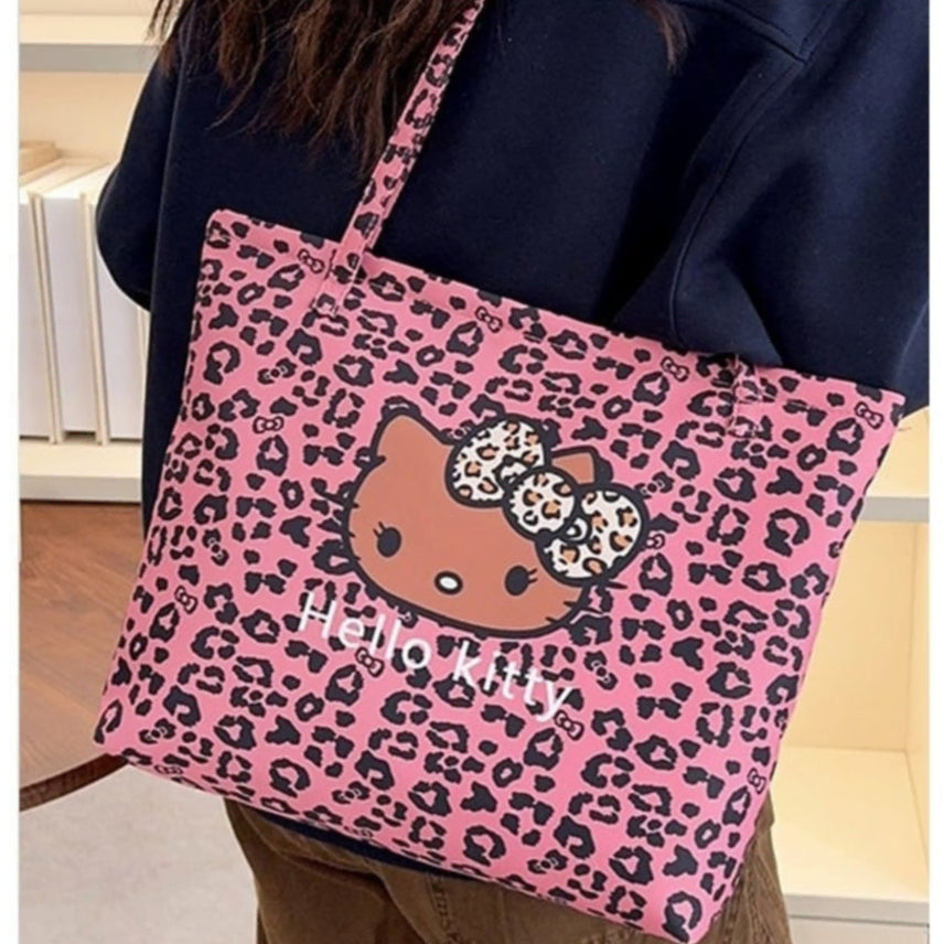 [BUNJANG] Hello Kitty Leopard Print Tote Bag Shoulder Bag Pink / [가방] 헬로키티 호피 레오파드 토트백 숄더백 핑크컬러색상 - 새상품