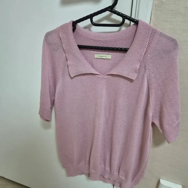 [BUNJANG] Collared Short Sleeve Knit Top / 여름)  카라 반팔 니트