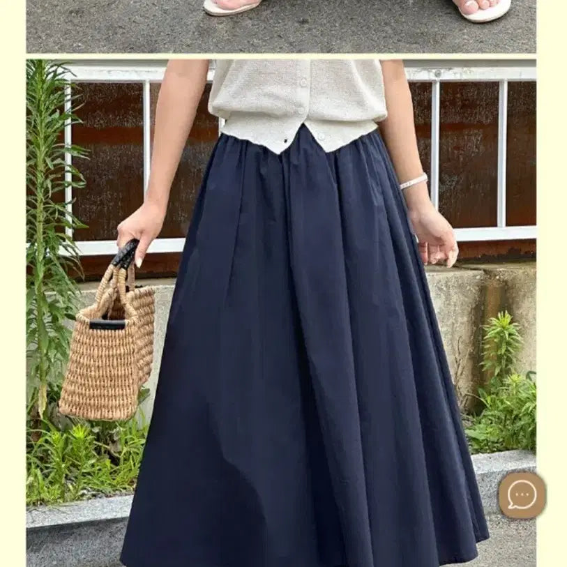 [BUNJANG] Navy Flare Long Skirt - Size S / 네이비 플레어 롱 스커트 S사이즈
