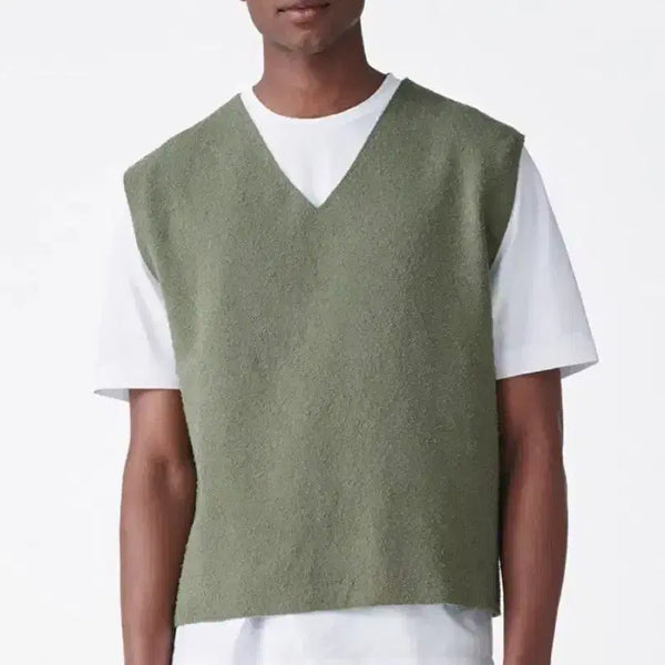 [BUNJANG] COS Knitted Cotton Vest Olive Green XL / COS 니티드 코튼 올리브 그린 니트 베스트 XL