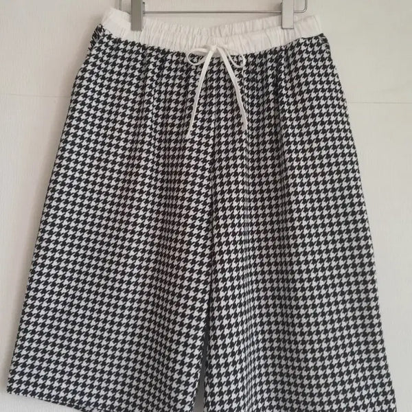 [BUNJANG] Women's Plaid Casual Pants with Elastic Waistband / 잔체크바지