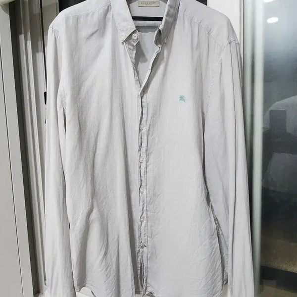 [BUNJANG] Burberry Brit Light Grey Check Pattern Logo Shirt / 버버리브릿 셔츠 라이트 그레이