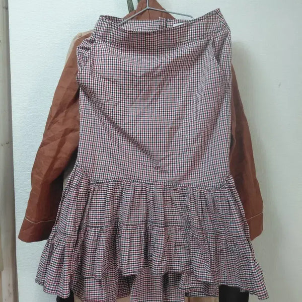 [BUNJANG] Lucky Chouette Check Pattern Frill Long Skirt Size 36 / 럭키슈에뜨 치마36