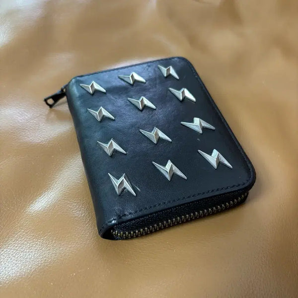 [BUNJANG] Hysteric Glamour Thunder Stud Real Leather Wallet Black / 히스테릭글래머 썬더 스터드 레더 월렛 지갑 블랙