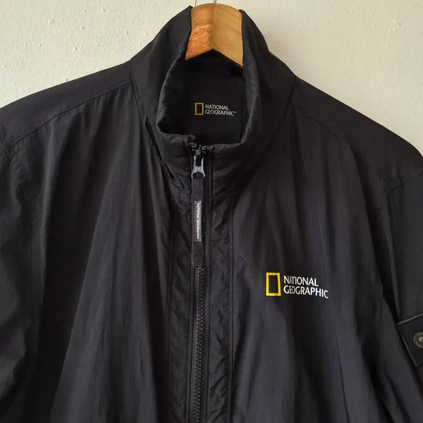 [BUNJANG] National Geographic Men's Black Windbreaker Jacket 100L / 내셔널지오그래픽 남성 블랙바람막이  100L사이즈