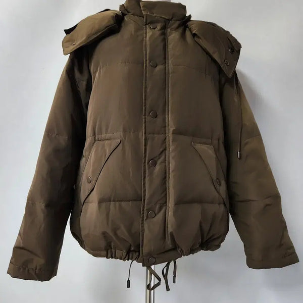 [BUNJANG] ELSAVERA Down Puffer Parka Jacket Khaki Brown Women's Size 66 / ELSAVERA 오리털 패딩 점퍼 카키브라운 여성 66