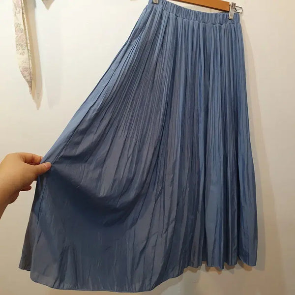 [BUNJANG] Summer Wrinkle Pleats Long Skirt / 썸머 링클 플리츠 롱 스커트