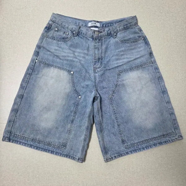 [BUNJANG] Goodlifeworks Bermuda Workwear Carpenter Denim Light Indigo (L) / 굿라이프웍스 버뮤다 워크웨어 카펜터 데님 빈티지 라이트 인디고(L)