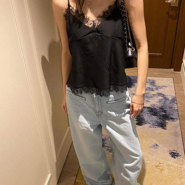 [BUNJANG] Foureight V-Neck Lace Camisole Blouse / foureight 포에잇 브이넥 레이스 끈나시 블라우스