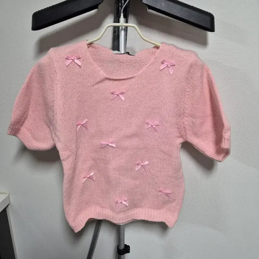 [BUNJANG] Jigott Pink Ribbon Knit Top / 여성  미사용JJ  지고트핑크색 리본 니트