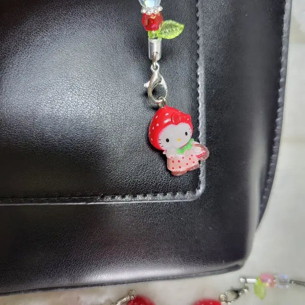 [BUNJANG] Hello Kitty Strawberry Hat Charm / 딸기모자 미니키티 키링