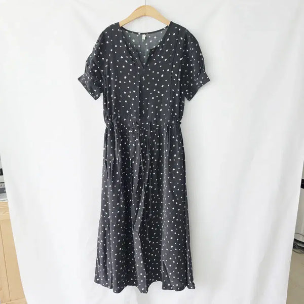 [BUNJANG] Black Printed Long Dress / 블랙 낙낙한 프린팅 롱원피스  F